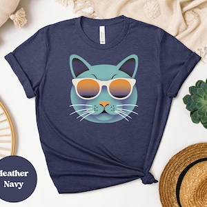 Cat Sunglasses Tee, Cool Cat Shirt, Hipster Cat Top, Stylish Feline T-Shirt, Cat Lover Gift, Animal Graphic Tee
