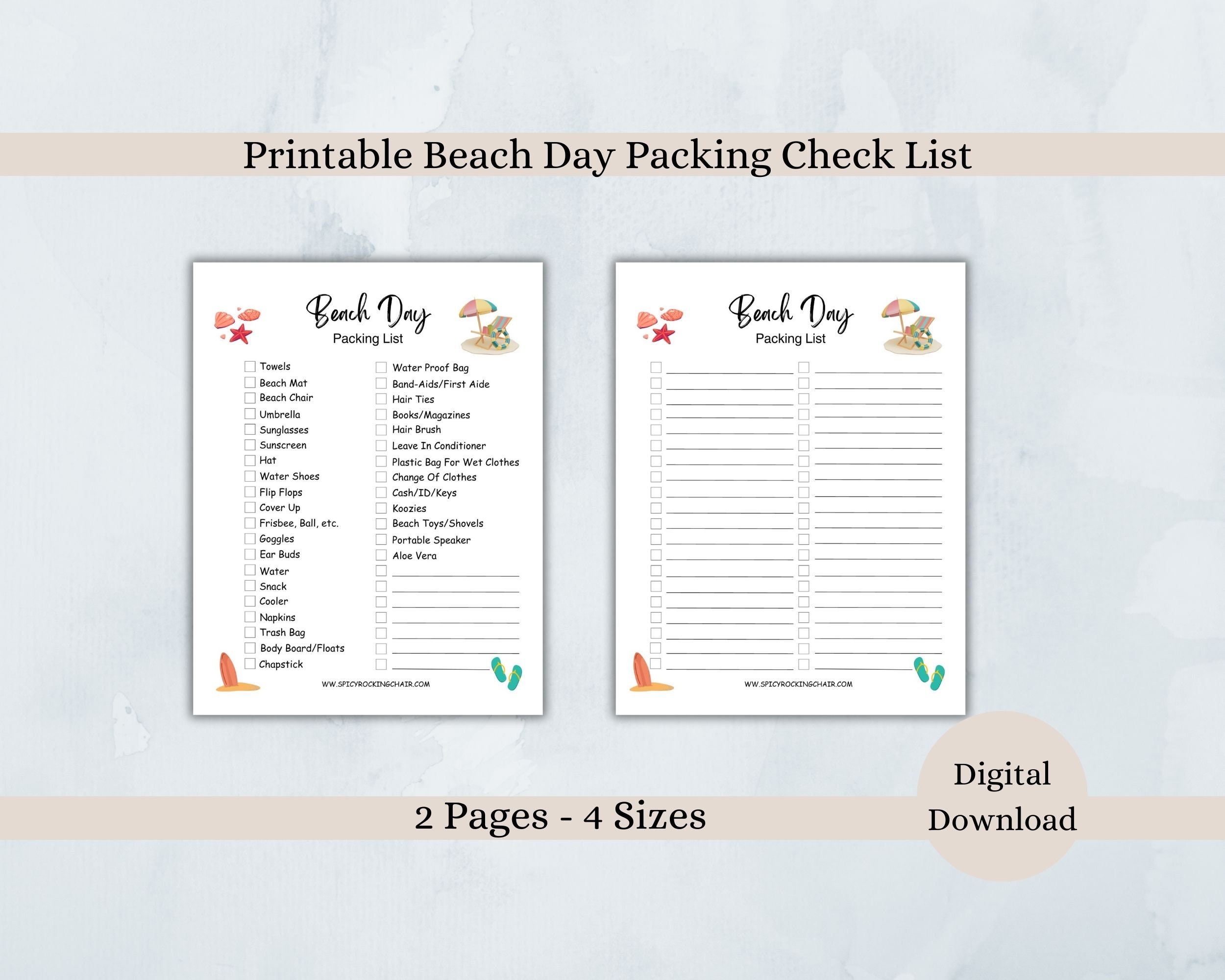 Beach Day Vacation Packing List Checklist Planner Printable Digital beach-day-vacation-packing-list-checklist-planner-printable-digital