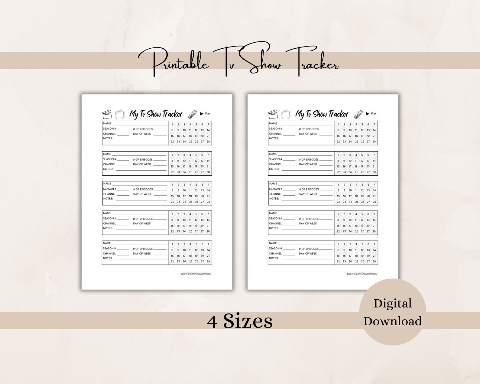 Printable Tv Show Tracker, Tv Series Tracker, Tv Episode Tracker, Print ...