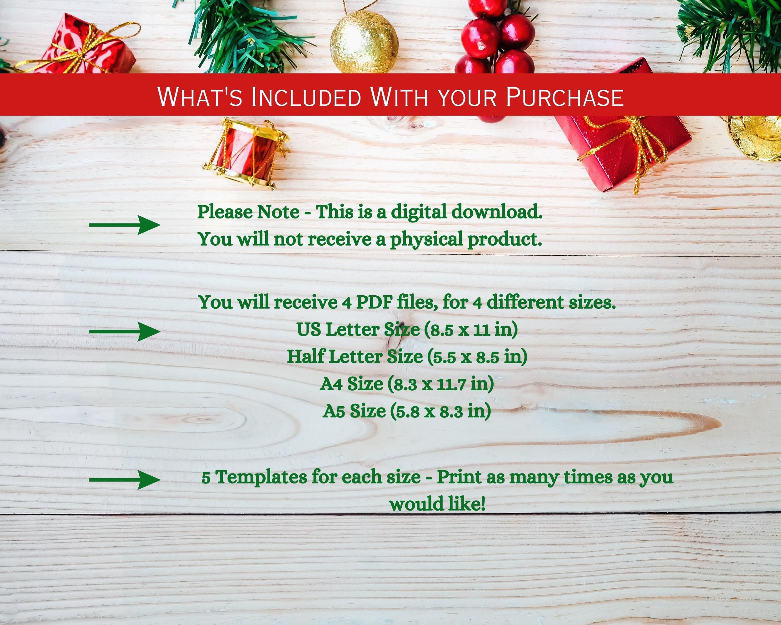Christmas Dinner Printable Menu Meal Planner Bundle Digital Fill in 4 ...