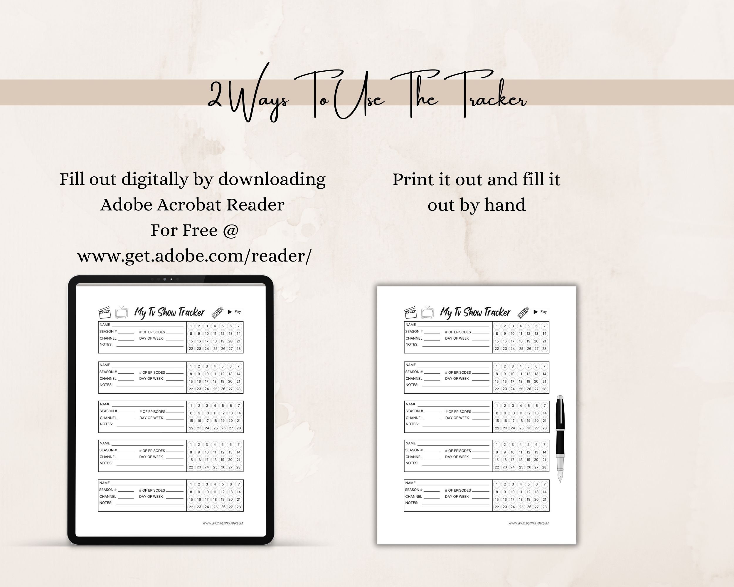 Printable Tv Show Tracker, Tv Series Tracker, Tv Episode Tracker, Print
