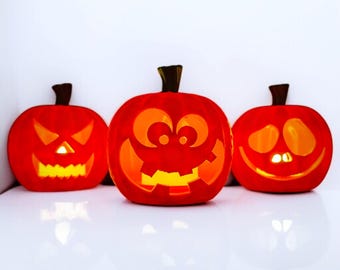 3D Gedruckter Halloween Kürbis Teelichthalter – Halloween Kürbis Dekor
