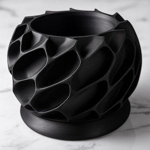 3D Printed Organic Planter Pot with Drainage Tray, Modern Coral Red Plant Pot for Monstera, Pothos, Succulents, Unique Home Decor Gift