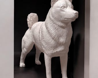 Norwegian Elkhound Dog Sculpture – Hi-Detail 3D Printed Figure