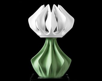 Moderne 3D gedruckte Tischlampe - skulpturales Blumendesign