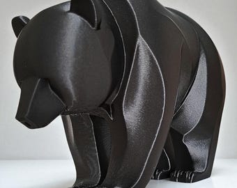 Escultura minimalista de oso impresa en 3D: decoración nórdica moderna