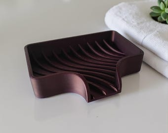 Curved Soap Dish with Drain for Sink Edge