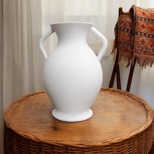 Grekisk amforavas – 3D-tryckt dekorativ kanna med dubbla handtag – Klassisk heminredning i antik stil