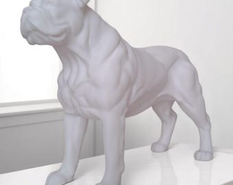 3D-Printed American Bulldog Sculpture – Modern Matte Dog Lover Gift