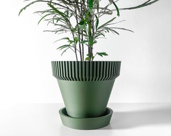 Modern Ribbed Plant Pot with Drainage, 3D Printed PLA Planter