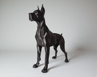 Low Poly Dogge Statue - Moderne Geometrische Hundeskulptur