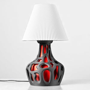 Modern Organic Table Lamp with 3D Printed Sculptural Base, Unique Statement Light for Home Decor, Mix your farvorit colours