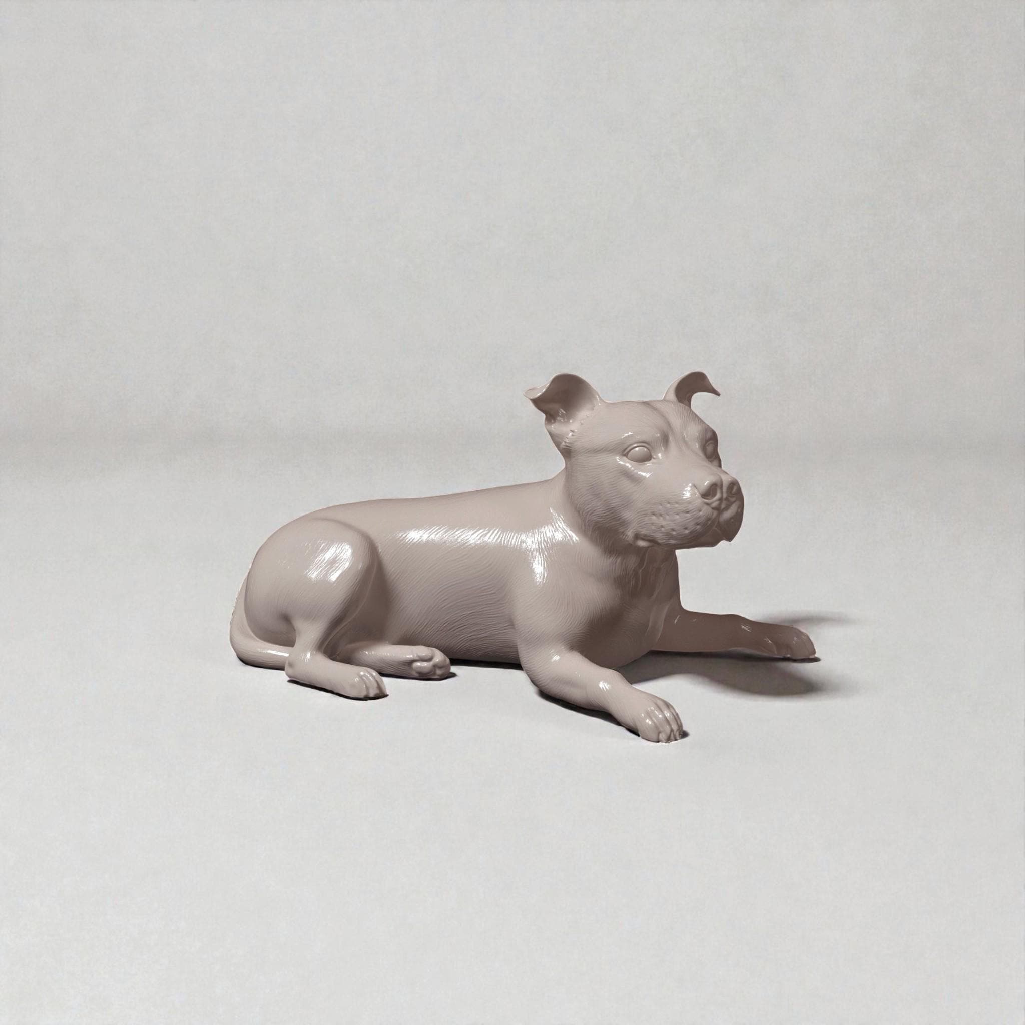 Sculpture Staffordshire Bull Terrier - Buste Chien Sur Genou - Art Dog - Édition Limitée