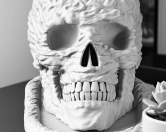 3D Printed Skull Planter - Gothic Home & Garden Decor