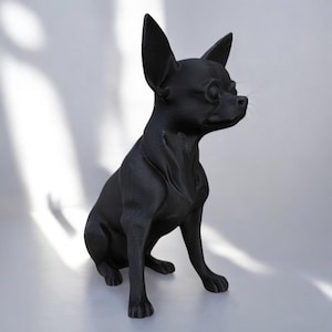 Modern Chihuahua Statue – 3D-Printed Minimalist Dog Figurine for Home Decor, Gift for Dog Lovers, Black or Custom Colors