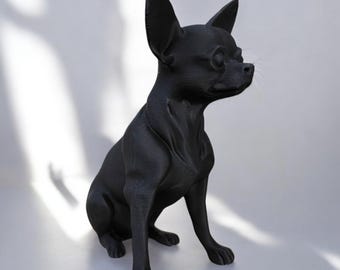 Estatua minimalista de chihuahua impresa en 3D: un regalo moderno para los amantes de los perros