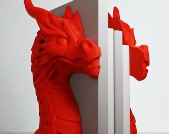Drakbokhållare – Fantasyinspirerad mytisk drakeskulptur för bokhyllor och samlare