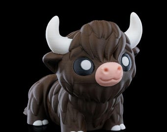 Highland Cow Backpack Charm: Playful Animal Toy (3D Printed)