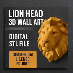 ライオンヘッド3Dウォールアート デジタルSTLファイル（3Dプリント用） - スケーラブルなデジタルモデル（商用ライセンス付き）