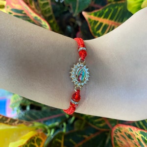 Virgen Mary bracelet, Virgen de Guadalupe Protection Bracelet, Lady of Guadalupe, Red Bracelet