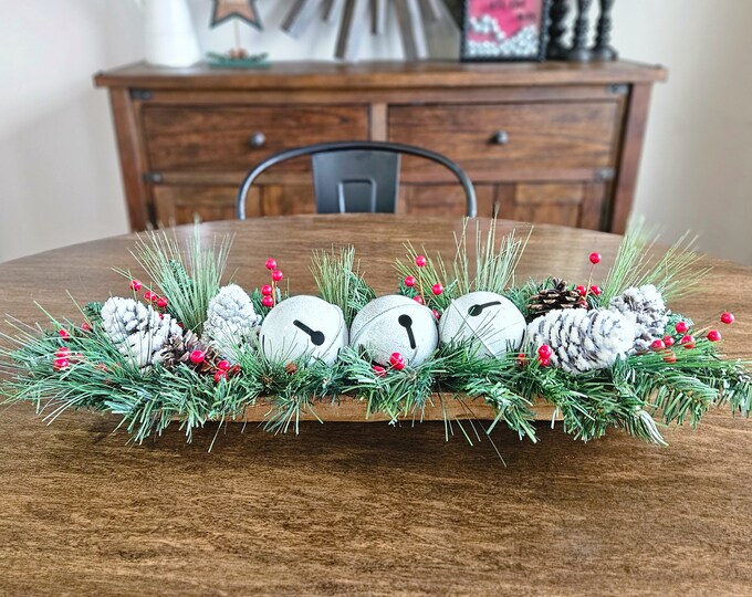 Jingle Bells With Evergreen Red Berries and Snowy Pine Cones Christmas Jingle Bells With Evergreen Red Berries and Snowy Pine Cones Christmas