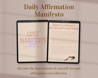 Daily Affirmation Manifesto, Self-Reflection Workbook, Self-Love Journal, Empowerment Guide, Printable & Digital, Positive Affirmations