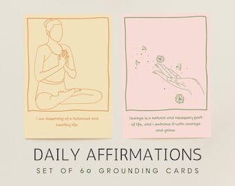Nature-Inspired Affirmation Cards, Printable Mindfulness Deck, Positive Daily Quotes, Instant Download, DIY Self-Care, Eco-Friendly Art