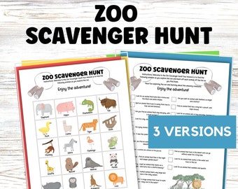 Zoo Scavenger Hunt for Kids Printable, Zoo Field Trip Treasure Hunt, Family Zoo Trip, Zoo Animal Seek and Find Birthday Party Game,
