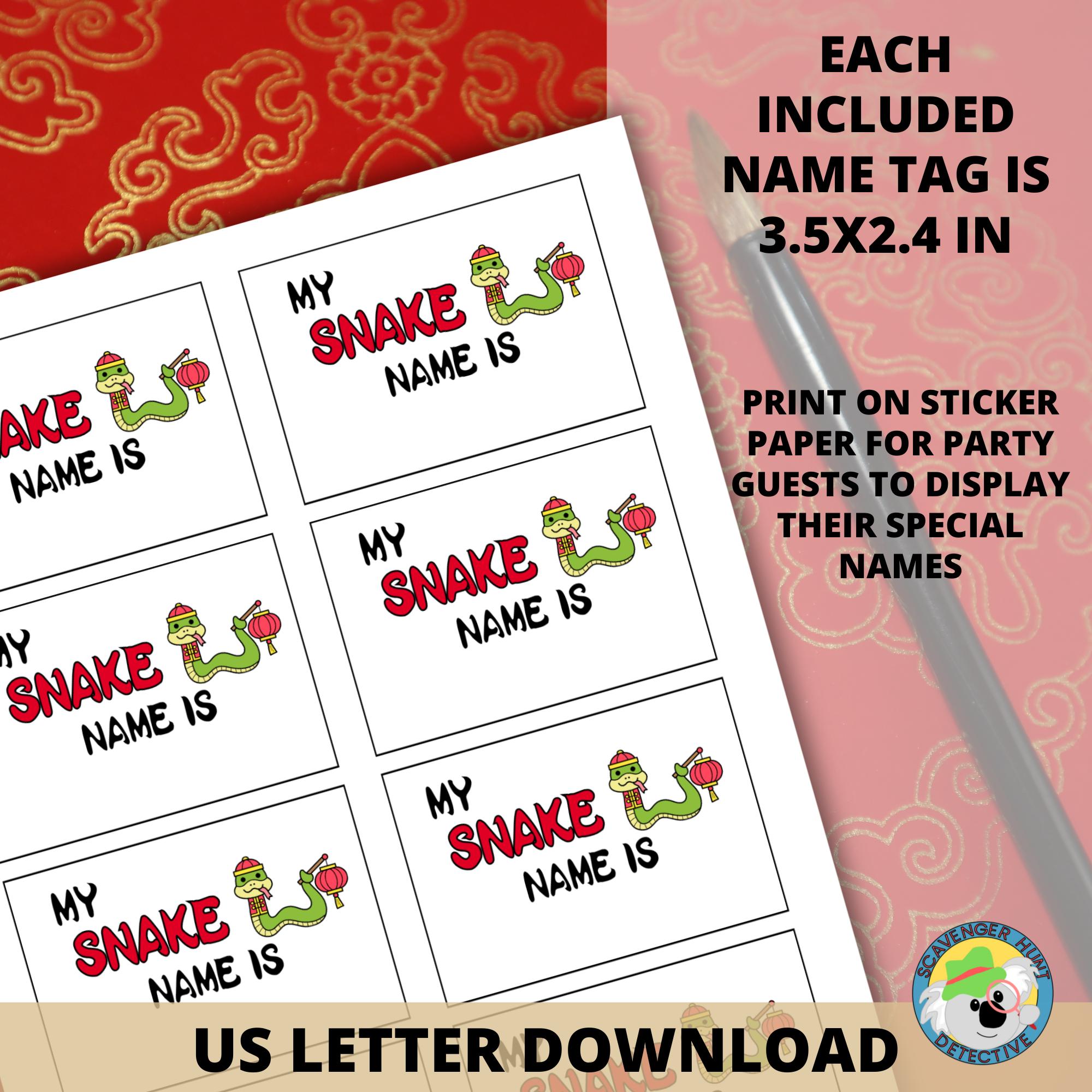 What's Your Snake Name Game Chinese Lunar New Year Game Year of the ...