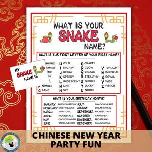 What's Your Snake Name Game Chinese Lunar New Year Game Year of the ...