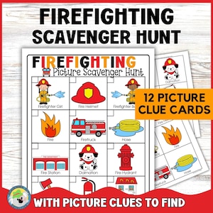 Fire Safety Week Scavenger Hunt for Preschoolers With Picture Clues ...