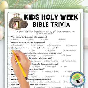 Karwoche Ostern Bibel Trivia Spiel für Kinder, Ostergeschichte Bibelspiel Kirche Sonntagsschulaktivität, Christliche Kirche Ostern Trivia Spiel