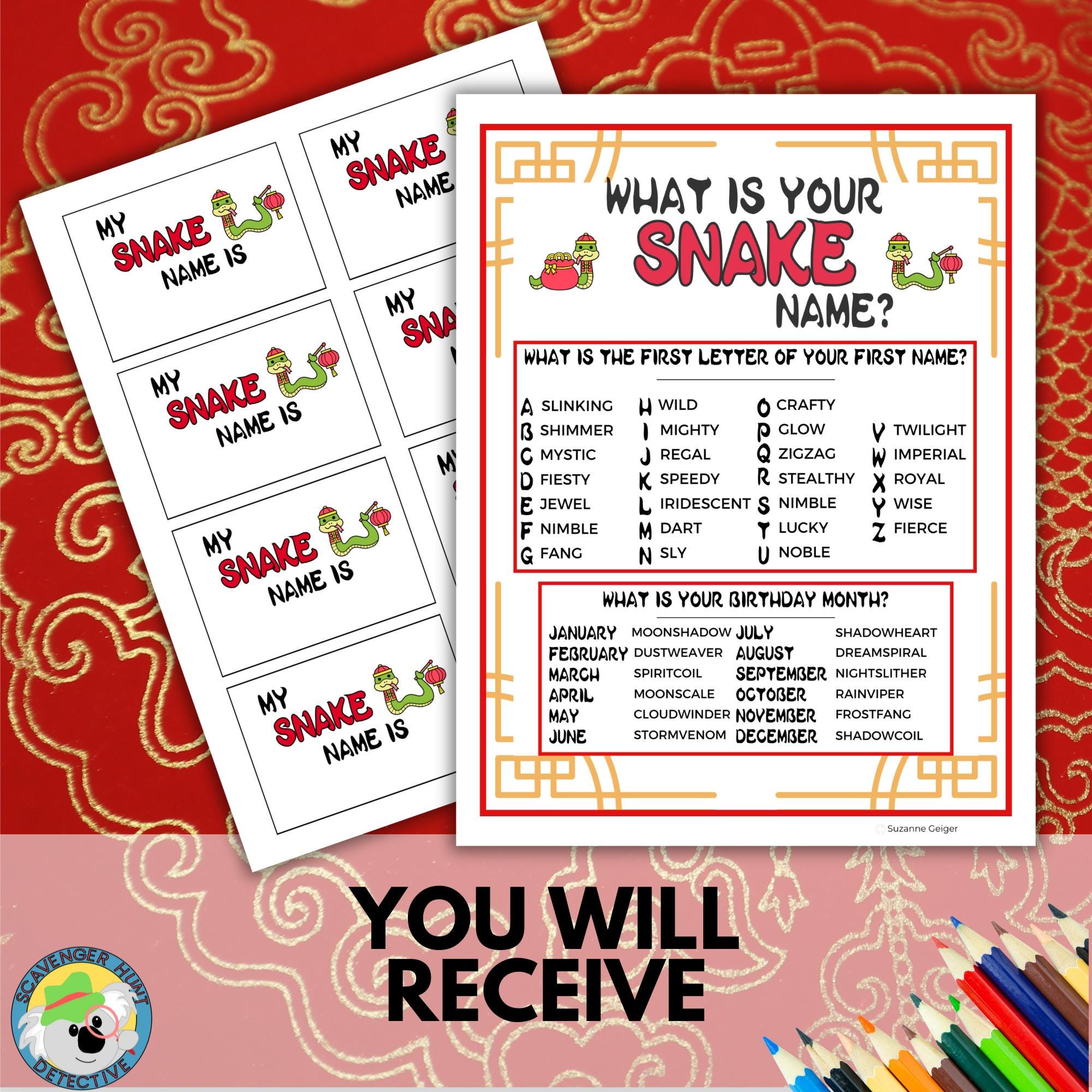 What's Your Snake Name Game Chinese Lunar New Year Game Year of the ...