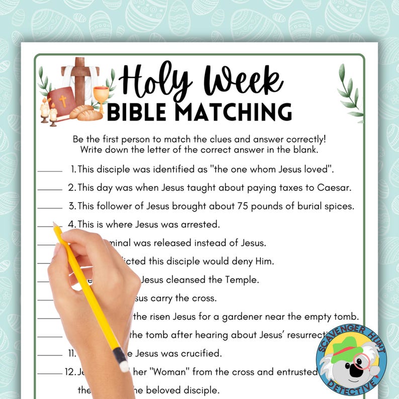 Holy Week Easter Bible Matching Game, Easter Story Bible Game Church ...