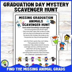 Búsqueda del tesoro misteriosa de graduación para niños, actividad de juego para fiesta de graduación preescolar, búsqueda del tesoro en interiores y exteriores, juego de graduación preescolar