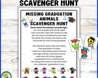Graduation Mystery Scavenger Hunt for Kids, Preschool Graduation Party Game Activity, Indoor Outdoor Treasure Hunt, PreK Graduation Game