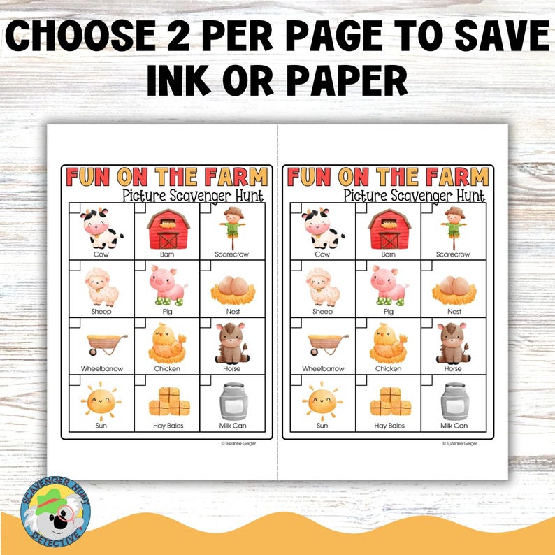 Farm Theme Scavenger Hunt for Preschoolers With Picture Clues, Daycare ...