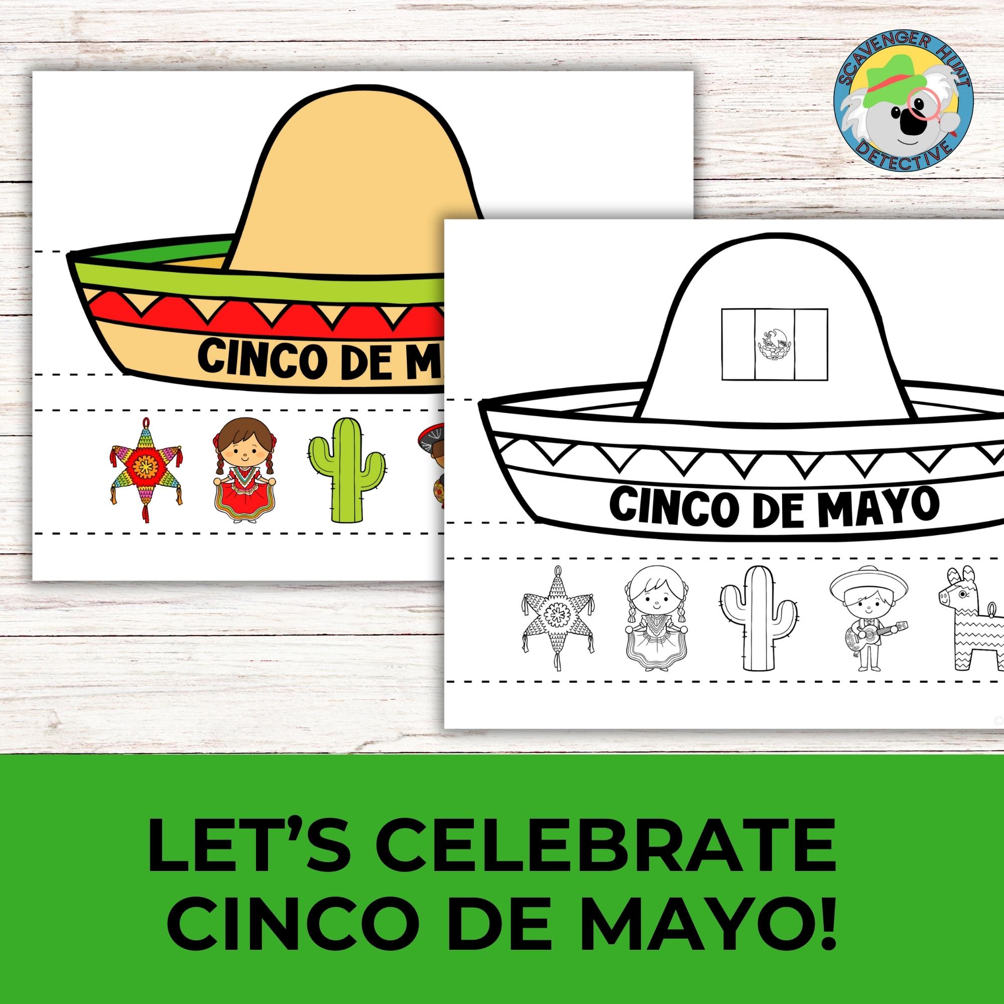 Cinco De Mayo Paper Crown Craft Activity, Coloring Printable Cinco De ...