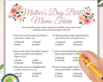 Mothers Day Moms of the Bible Trivia Game, Bible Mothers Trivia Game, Women's Ministry Mothers Day Tea Party Multiple Choice Trivia Game
