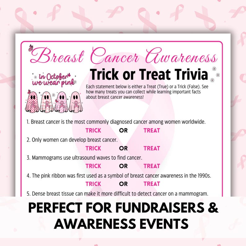 Breast Cancer Awareness Trivia True False Game Printable, Breast Cancer ...