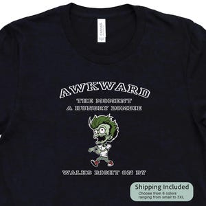 T-Shirt Awkward Hungry Zombie Kid Unisex TShirt Zombie Shirt Undead Gag Gift Prank Shirt No Brains Joke Shirt Gift for Him Gift for Her Tee
