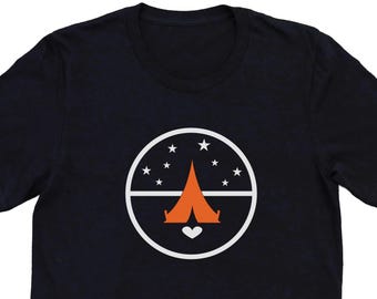 Tent Under The Stars Unisex T-Shirt Simple Minimalist Design Camping Shirt Campfire Fun Camp Wear Hiker Shirt Hiking Shirt Outdoor Lover