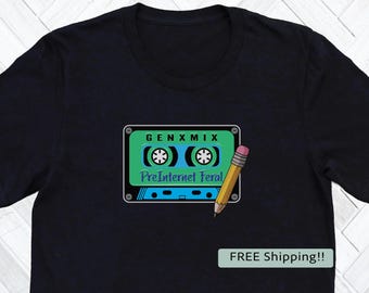 T-Shirt GenX Cassette Tape With Pencil IYKYK TShirt Gift for Generation X Shirt Funny GenX Shirt 1980 1970 Gag Gift Prank Nostalgia Gift