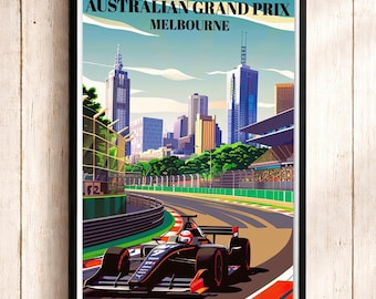 Melbourne Australiens racingbanakarta Poster – Vintage motorsportväggkonst