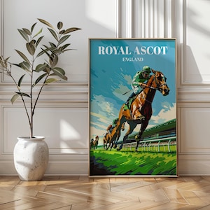 Royal Ascot Racecourse Print: Vintage British Equestrian Travel Poster