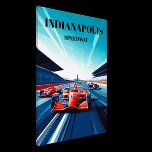 Indy-500 Canvas Travel Poster, Indianapolis Motor Raceway Wall Art, Indy-Car Race Track Print, Indianapolis-500 Speedway Home & Office Decor