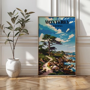 17-Mile Drive Poster: Monterey Coastal Art Print, Lone Cypress & Pebble Beach
