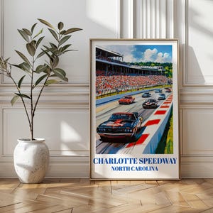 Charlotte Speedway Travel Poster: NASCAR Racing Art Print