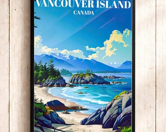 Vancouver Island Travel Poster: Pacific Northwest Coastal Art Print