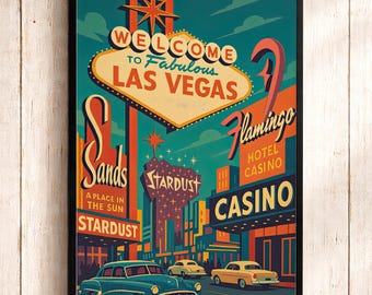 Vintage Las Vegas Travel Poster: 1950s Retro Nevada Art Print - Etsy